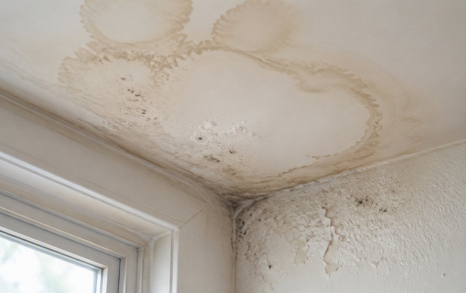 Signs of water damage on a wall in an Arlington home